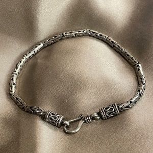 Vintage Sterling Byzantine Bali Link Bracelet 7.5”